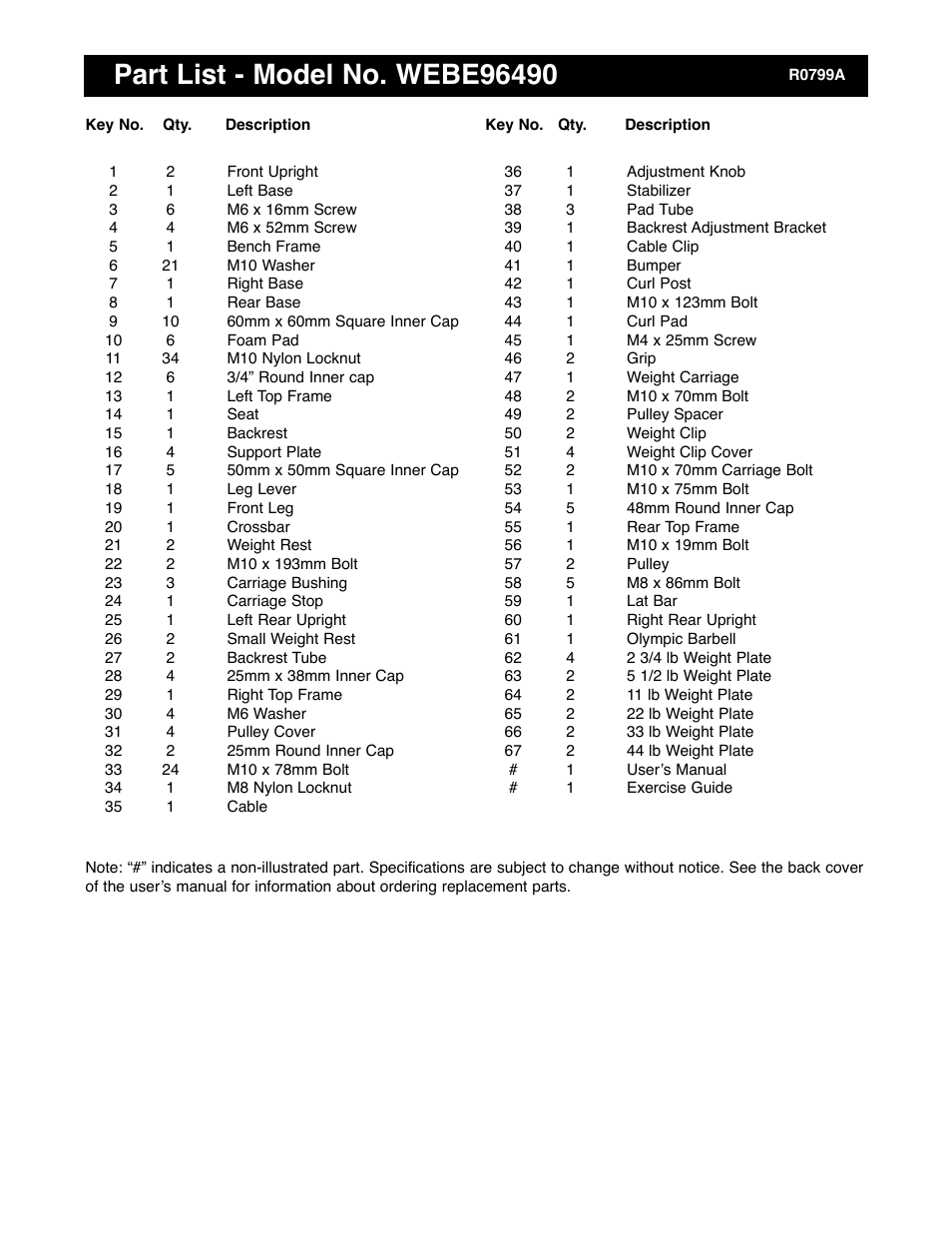 Weider WEBE96490 User Manual | Page 20 / 23