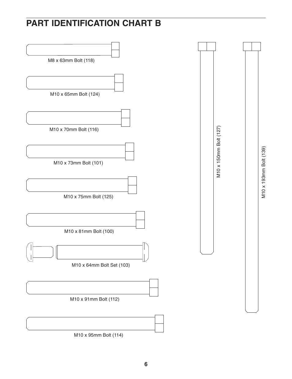 Part identification chart b | Weider WEBE4496.0 User Manual | Page 6 / 36