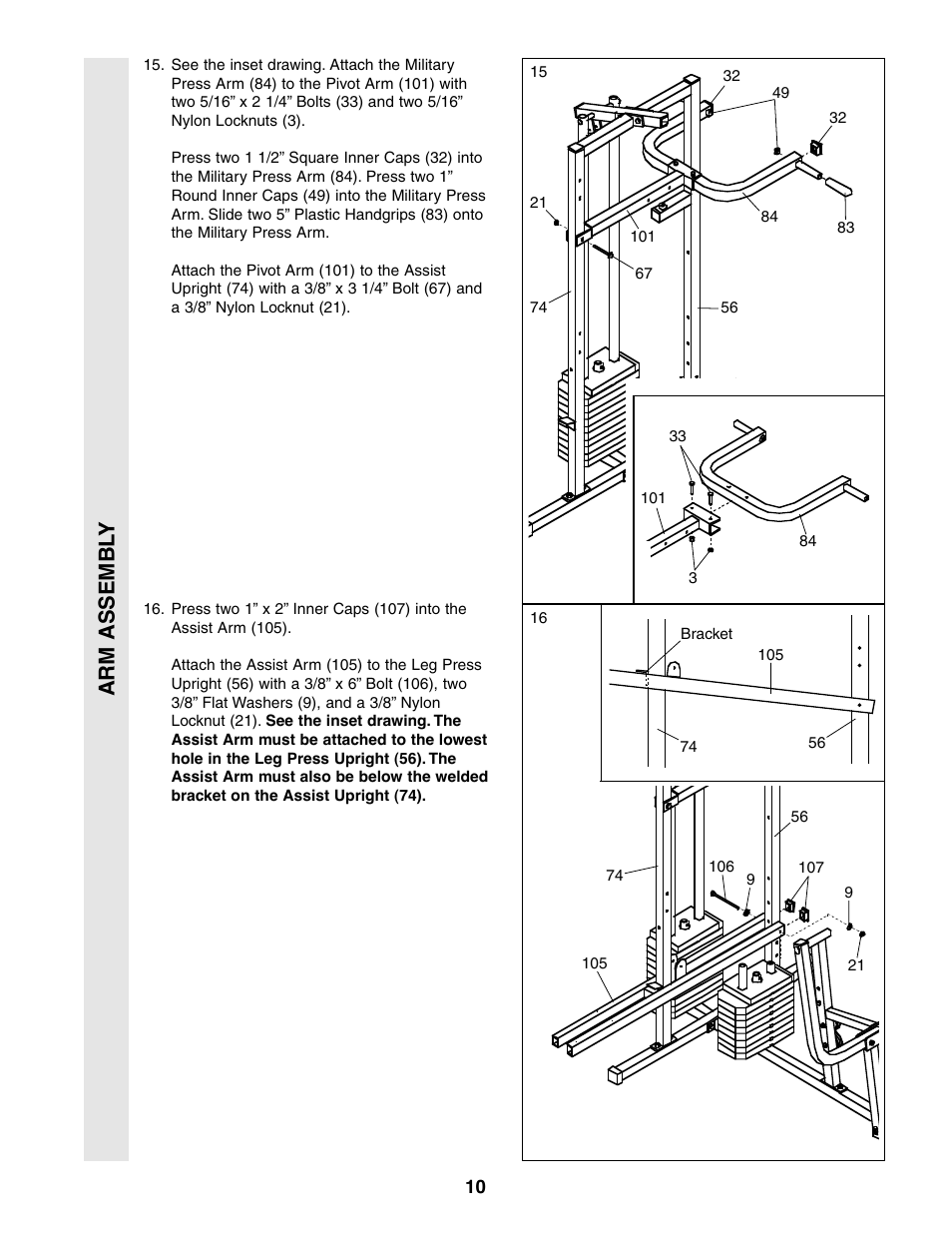 Arm assembl y | Weider 831.159380 User Manual | Page 10 / 33