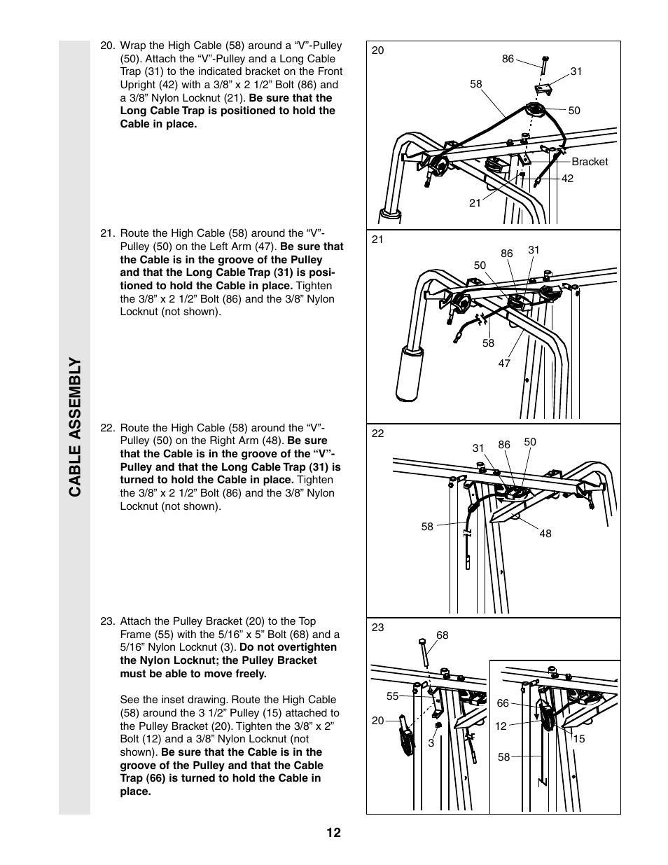 Cable assembl y | Weider 831.159380 User Manual | Page 12 / 33