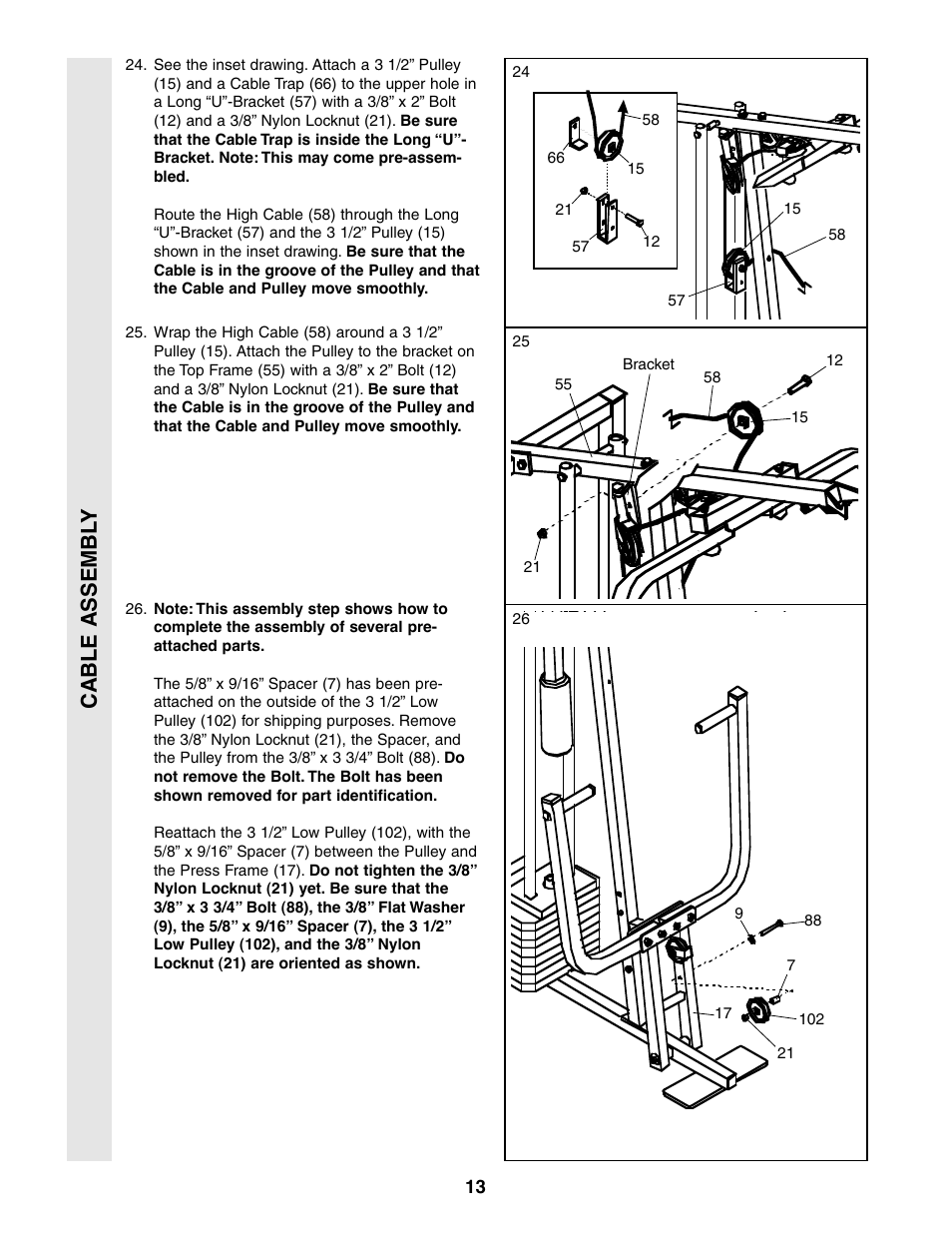 Cable assembl y | Weider 831.159380 User Manual | Page 13 / 33