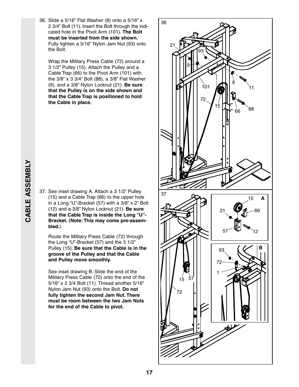 Cable assembl y | Weider 831.159380 User Manual | Page 17 / 33