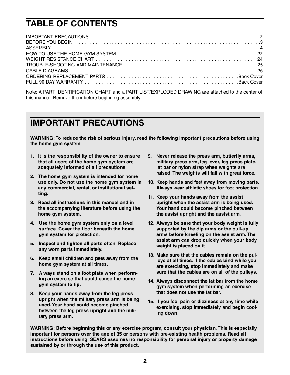 Weider 831.159380 User Manual | Page 2 / 33