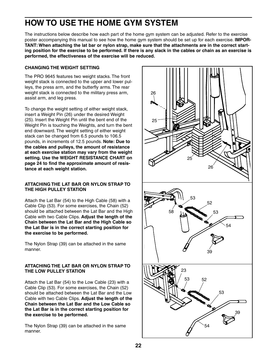 How to use the home gym system | Weider 831.159380 User Manual | Page 22 / 33