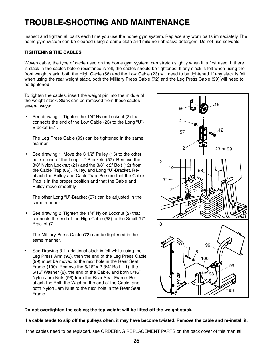 Trouble-shooting and maintenance | Weider 831.159380 User Manual | Page 25 / 33