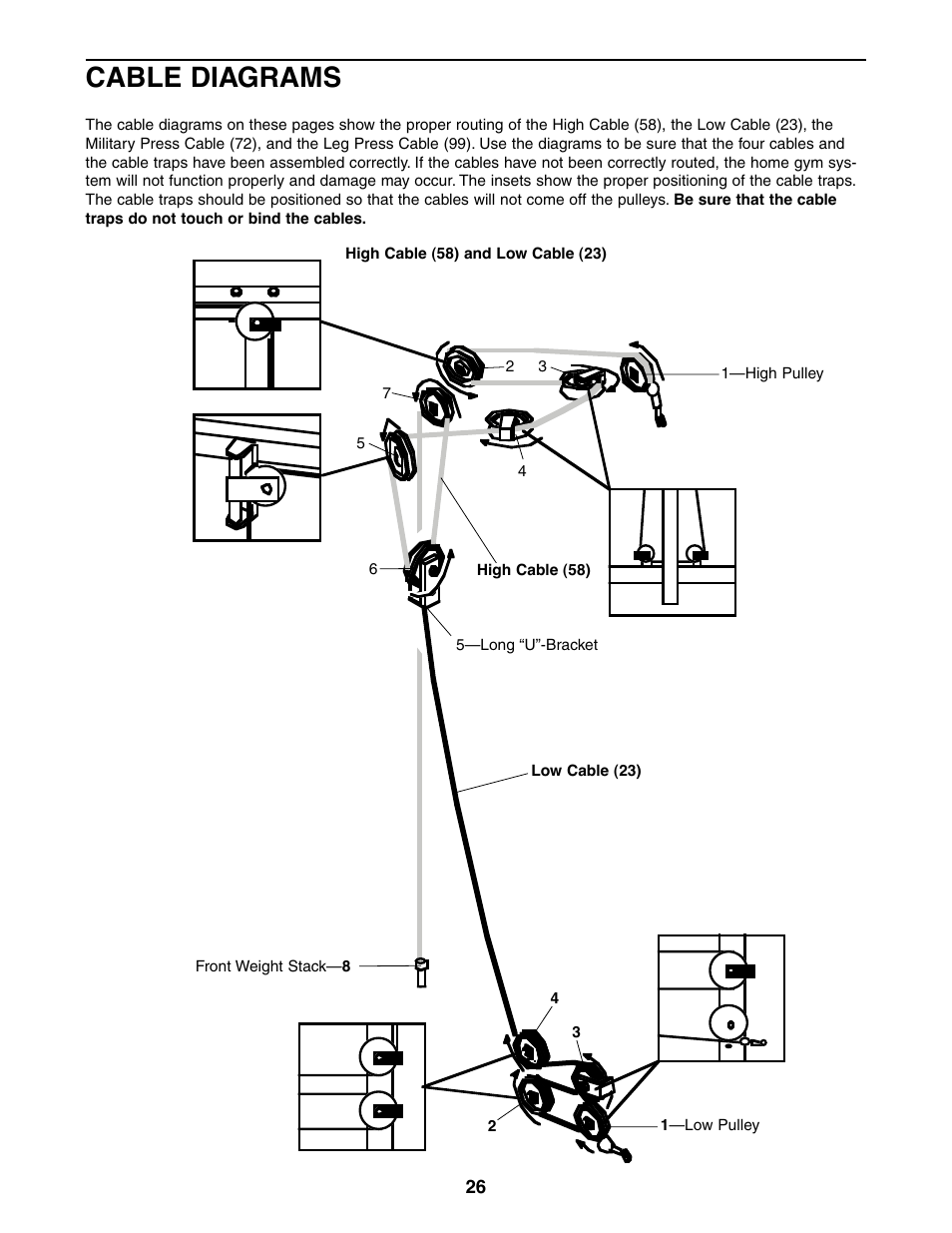 Cable diagrams | Weider 831.159380 User Manual | Page 26 / 33