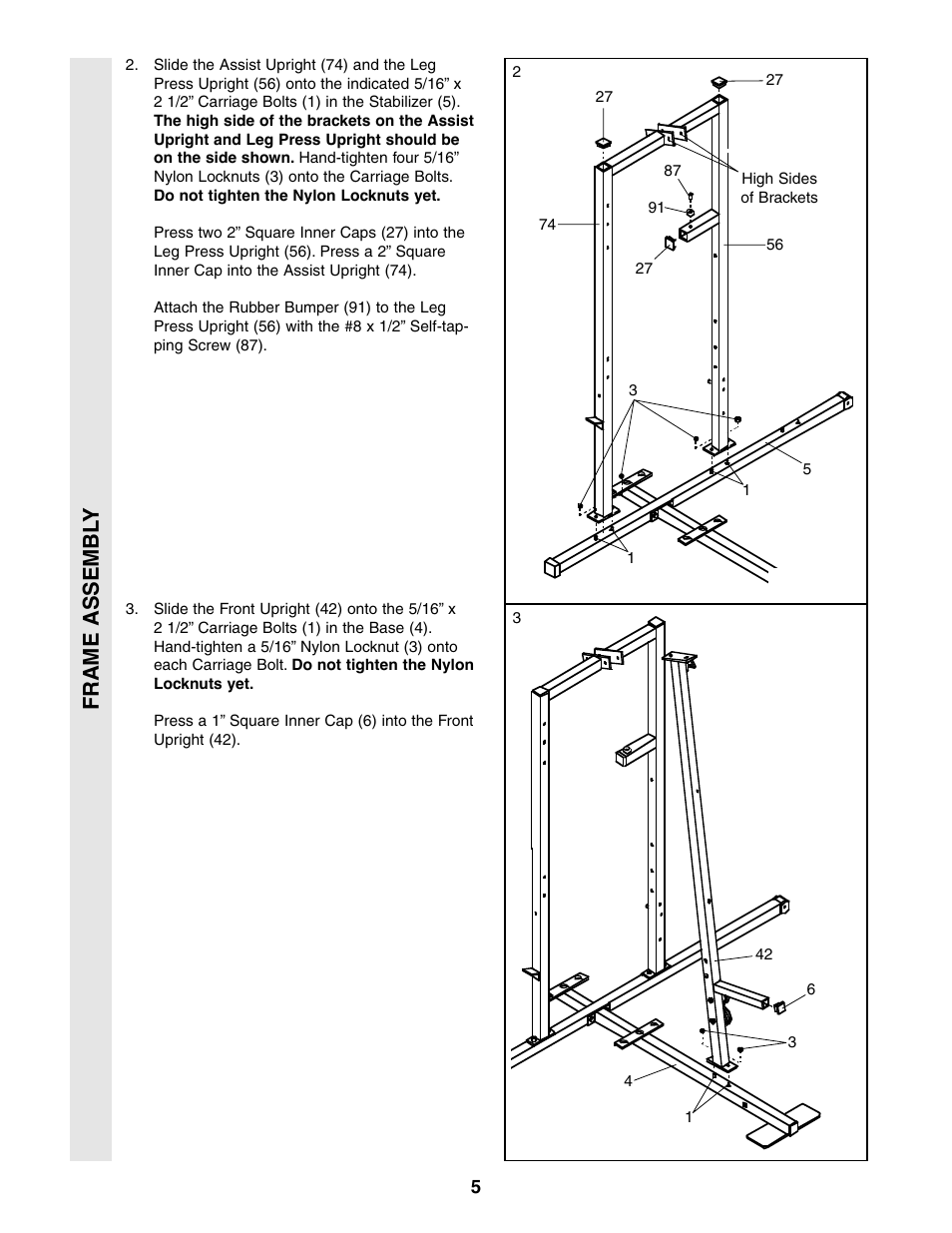 Frame assembl y | Weider 831.159380 User Manual | Page 5 / 33