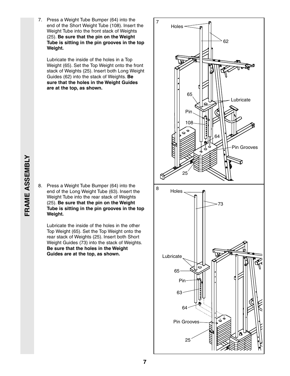 Frame assembl y | Weider 831.159380 User Manual | Page 7 / 33