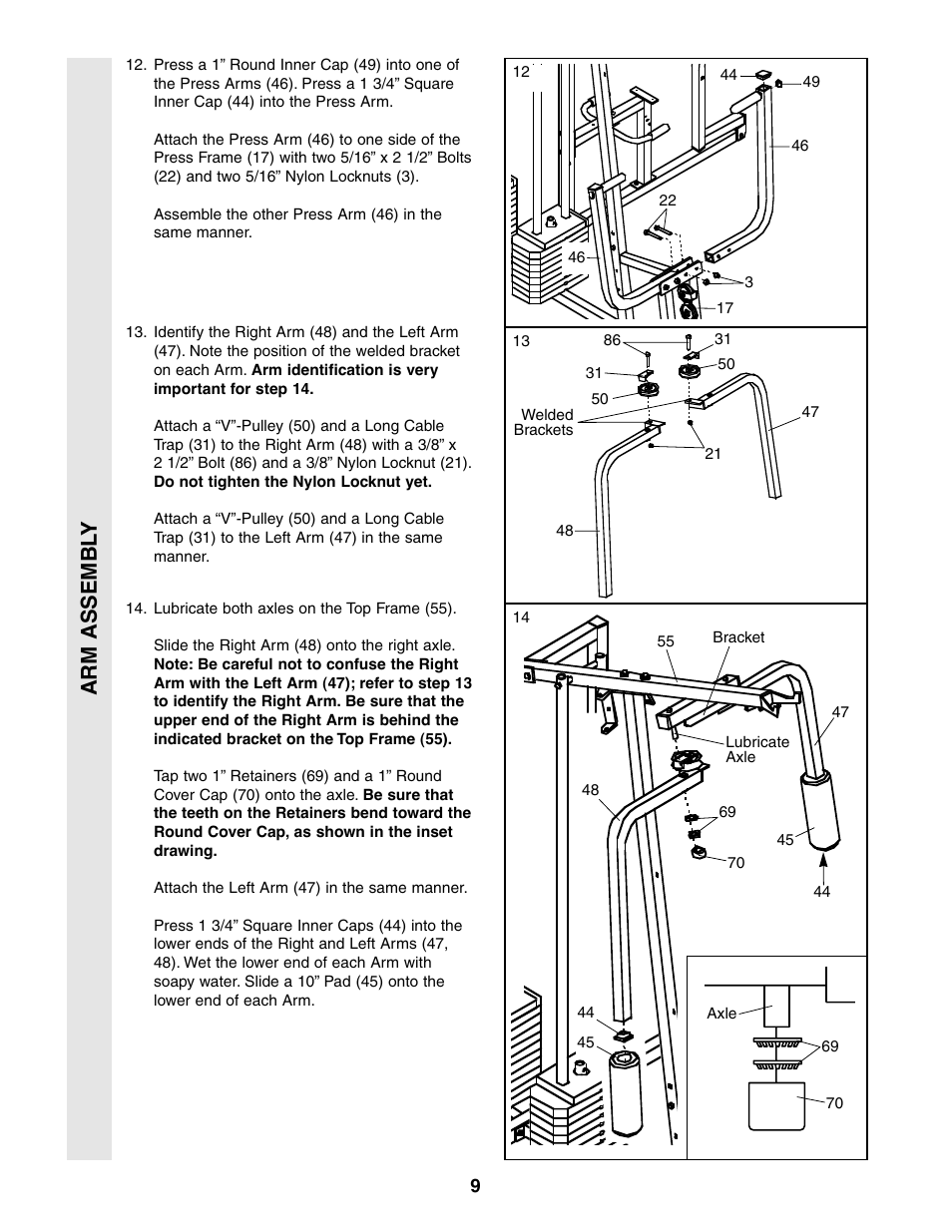 Arm assembl y | Weider 831.159380 User Manual | Page 9 / 33