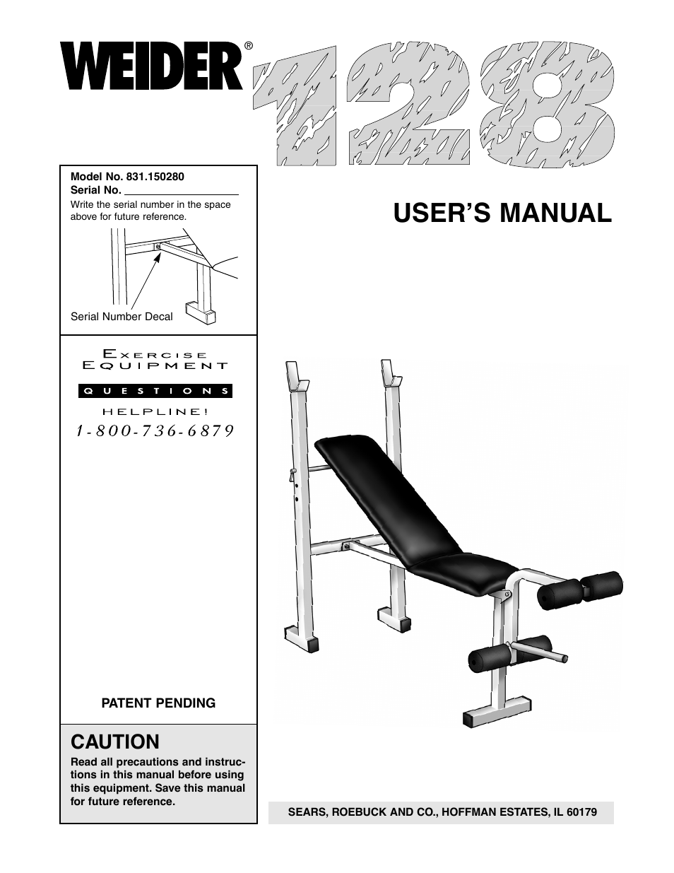 Weider 831.150280 User Manual | 16 pages