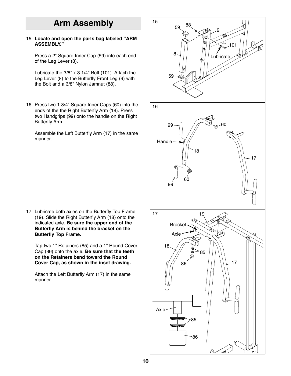 Arm assembly | Weider 831.159530 User Manual | Page 10 / 35