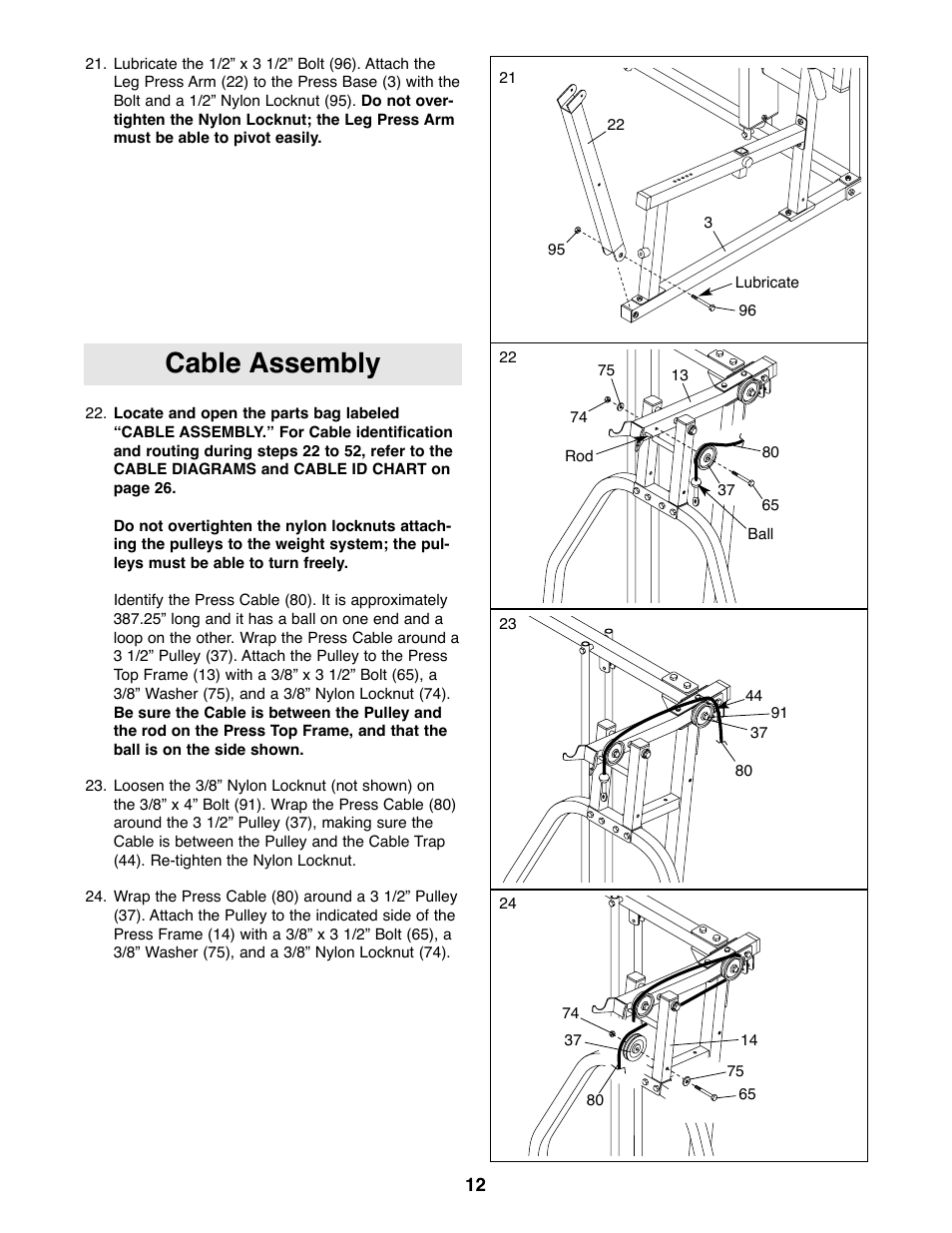 Cable assembly | Weider 831.159530 User Manual | Page 12 / 35