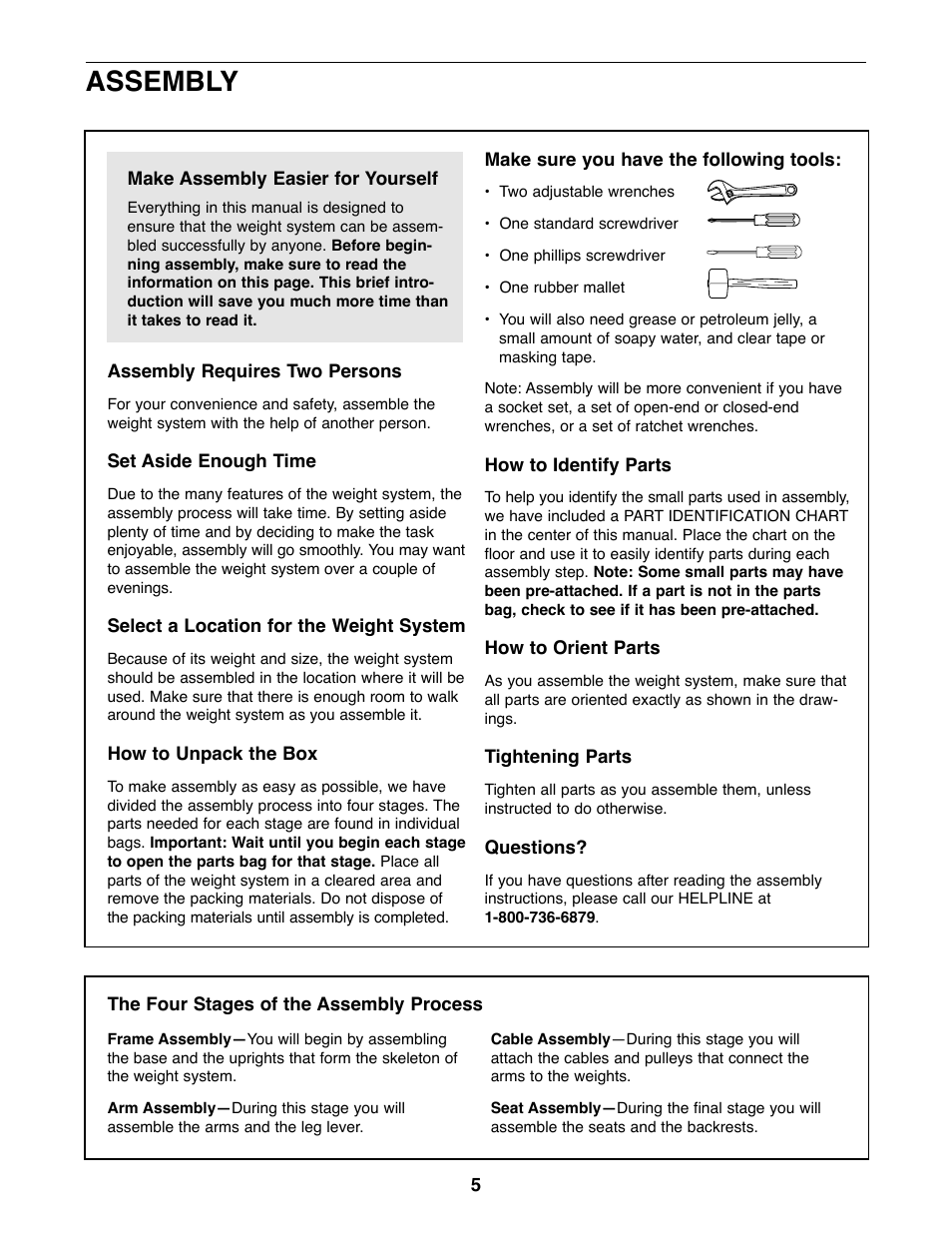 Assembly | Weider 831.159530 User Manual | Page 5 / 35