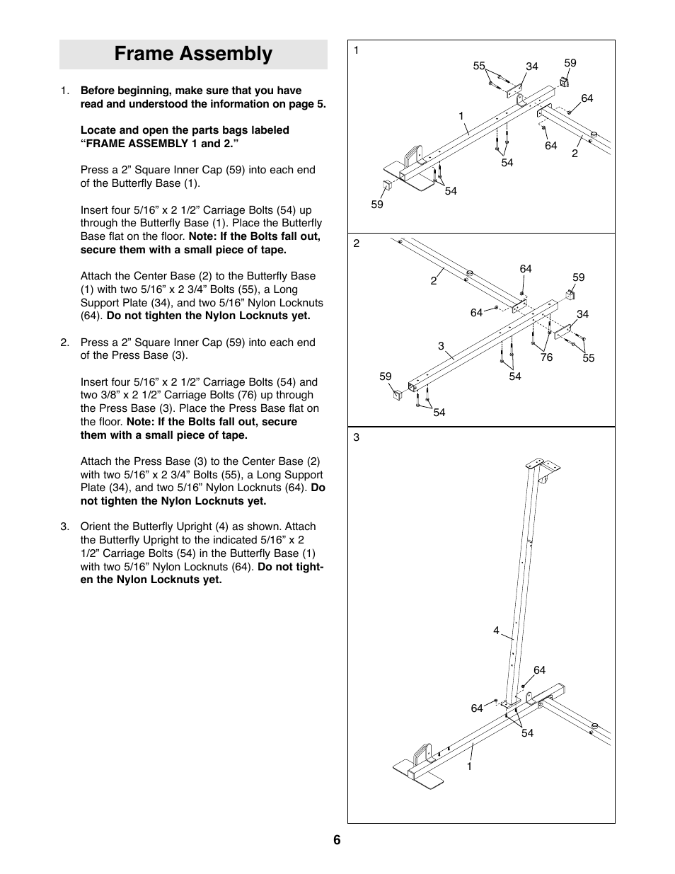 Frame assembly | Weider 831.159530 User Manual | Page 6 / 35