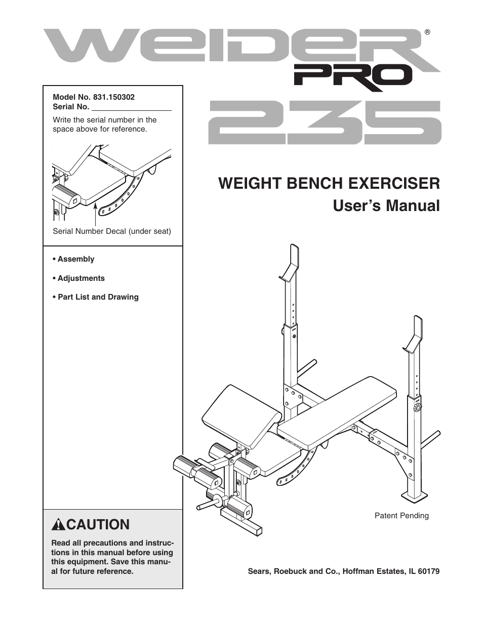 Weider 831.150302 User Manual | 16 pages