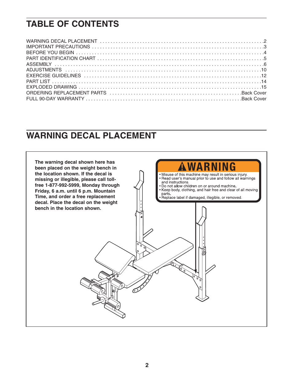 Weider 831.150302 User Manual | Page 2 / 16