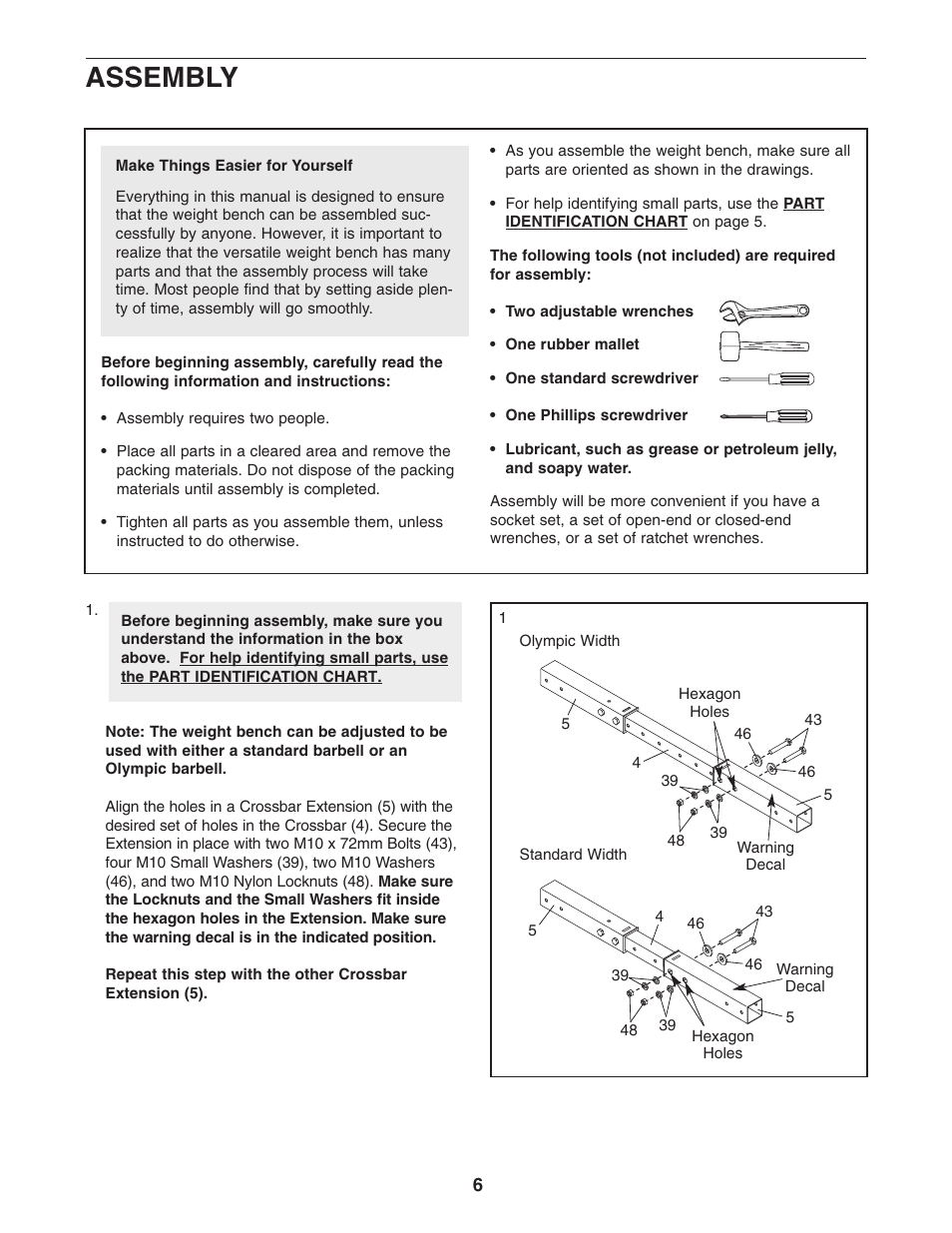 Assembly | Weider 831.150302 User Manual | Page 6 / 16