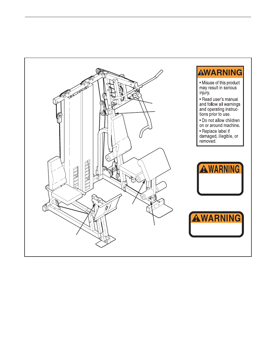 Warning decal placement, Keep clear of this area | Weider WESY47330 User Manual | Page 3 / 41