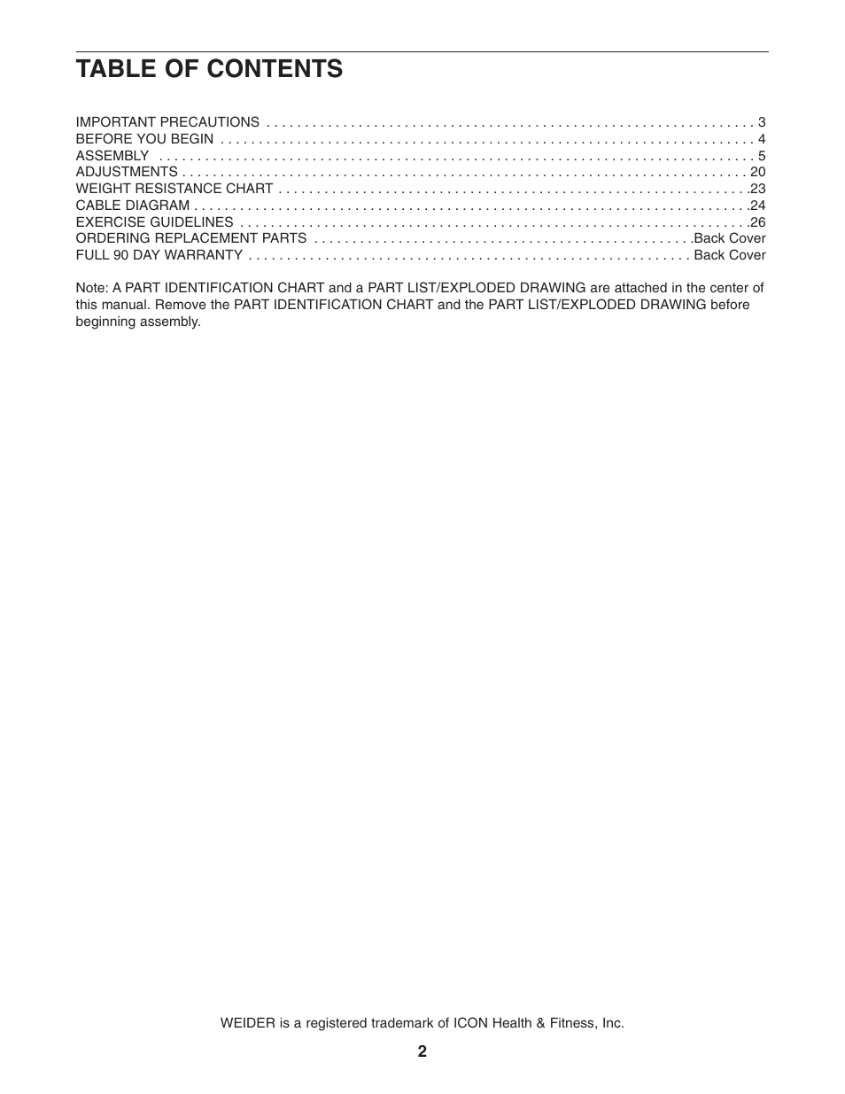 Weider WESY29521 User Manual | Page 2 / 32