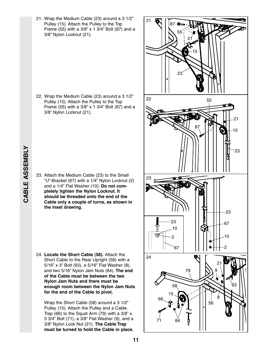 Cable assembl y | Weider 831.159360 User Manual | Page 11 / 29