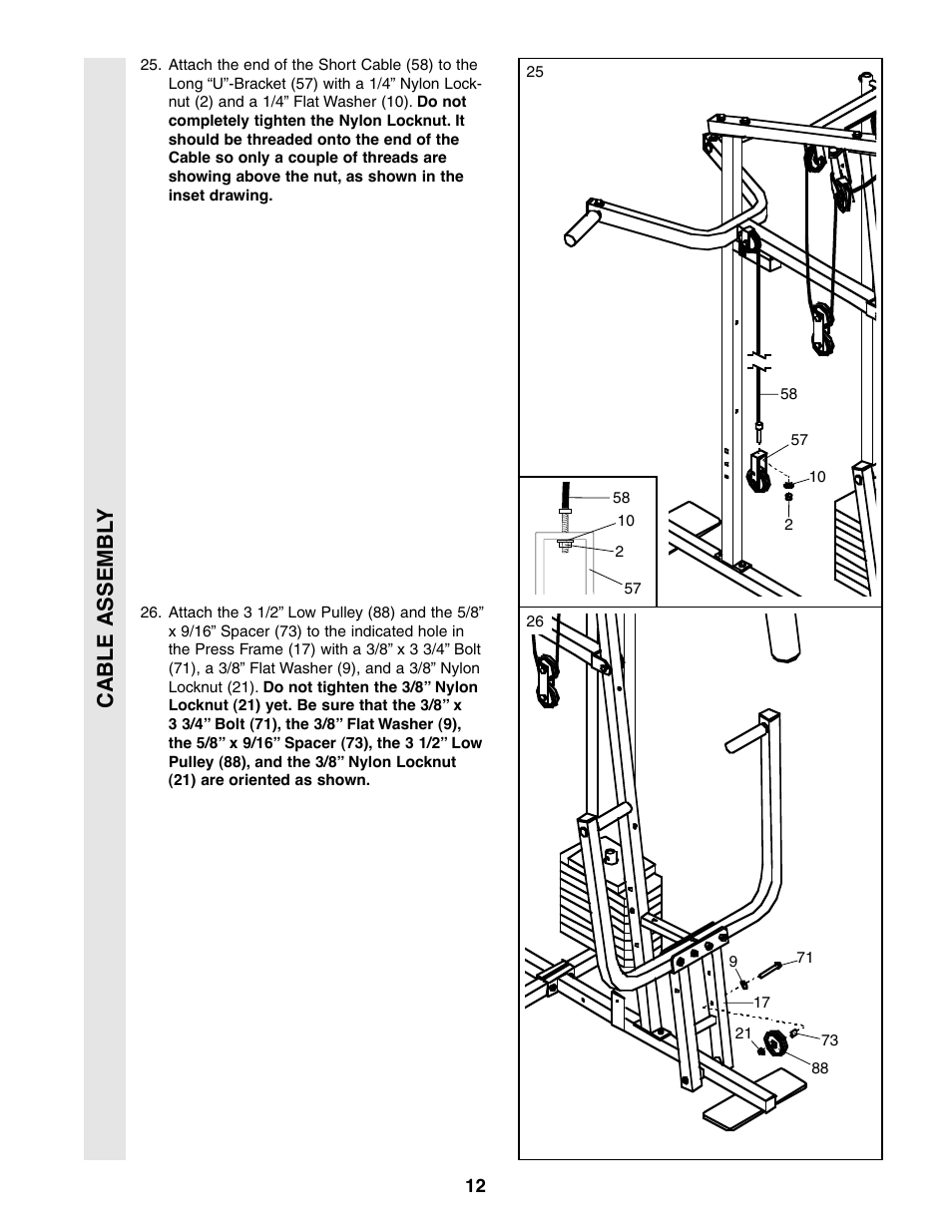 Cable assembl y | Weider 831.159360 User Manual | Page 12 / 29