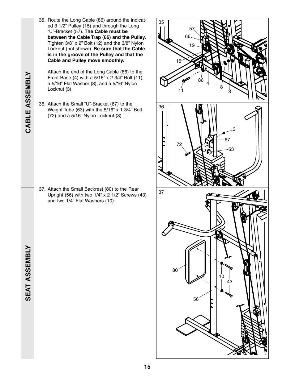 Cable assembl y sea t assembl y | Weider 831.159360 User Manual | Page 15 / 29
