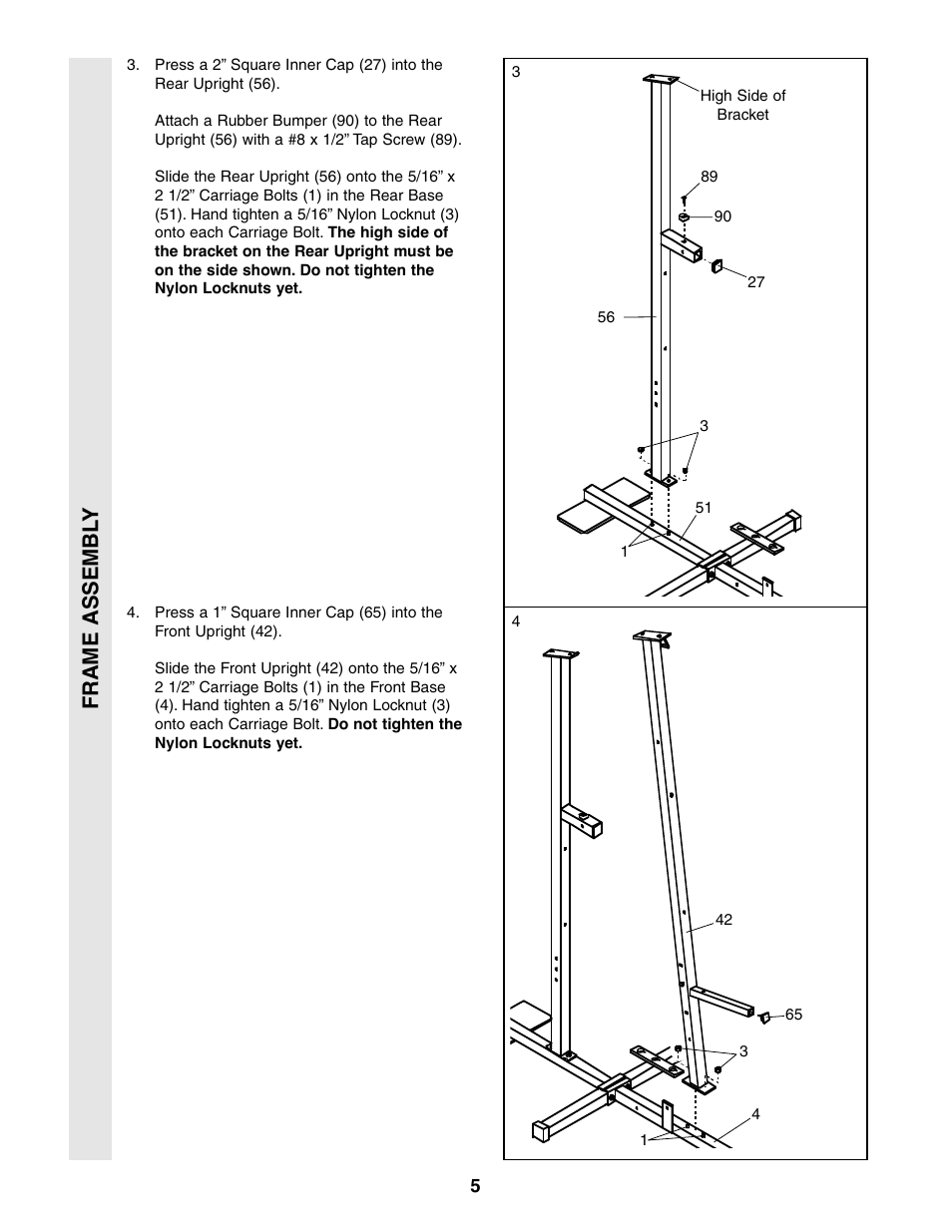 Frame assembl y | Weider 831.159360 User Manual | Page 5 / 29