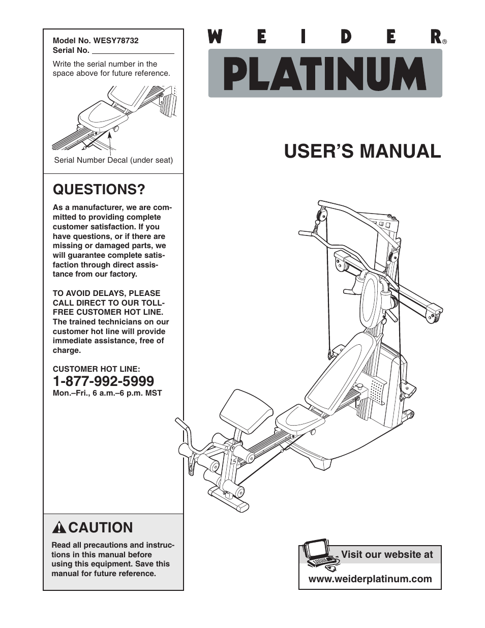 Weider WESY78732 User Manual | 27 pages