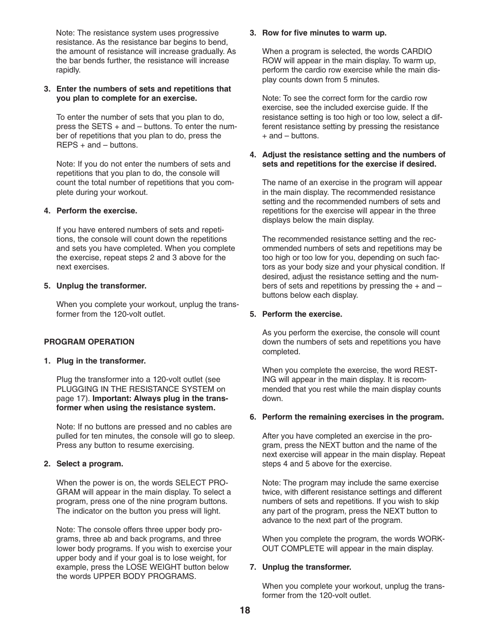 Weider WESY78732 User Manual | Page 18 / 27