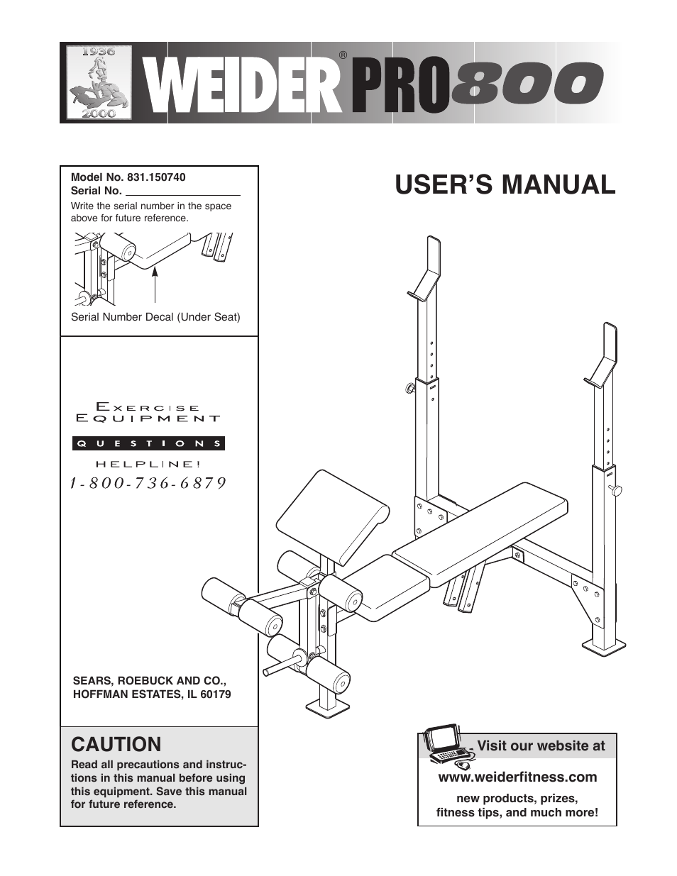 Weider PRO800 User Manual | 16 pages