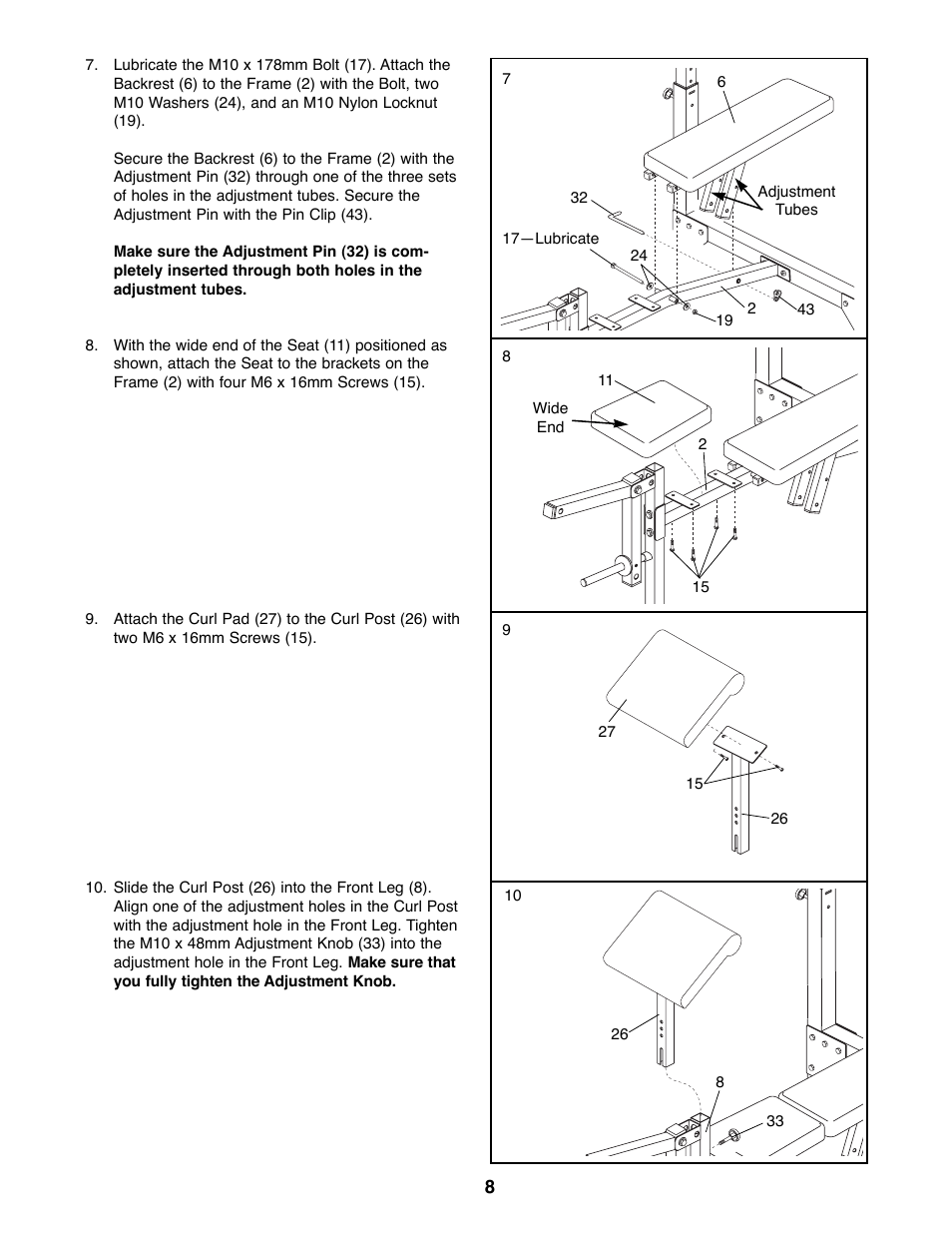 Weider PRO800 User Manual | Page 8 / 16