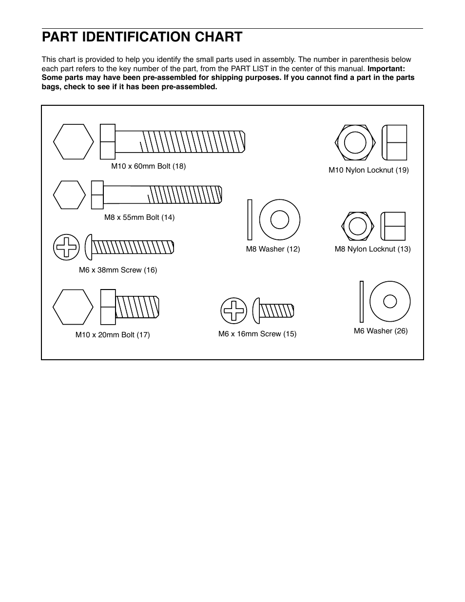 Part identification chart | Weider WEBE07920 User Manual | Page 14 / 16