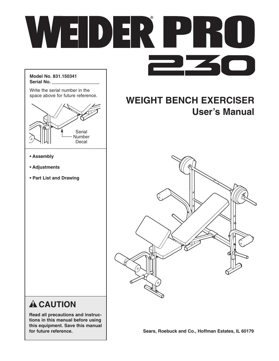 Weider 831.150341 User Manual | 15 pages