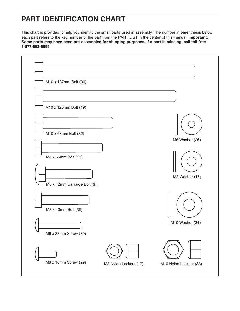 Part identification chart | Weider 831.150341 User Manual | Page 12 / 15