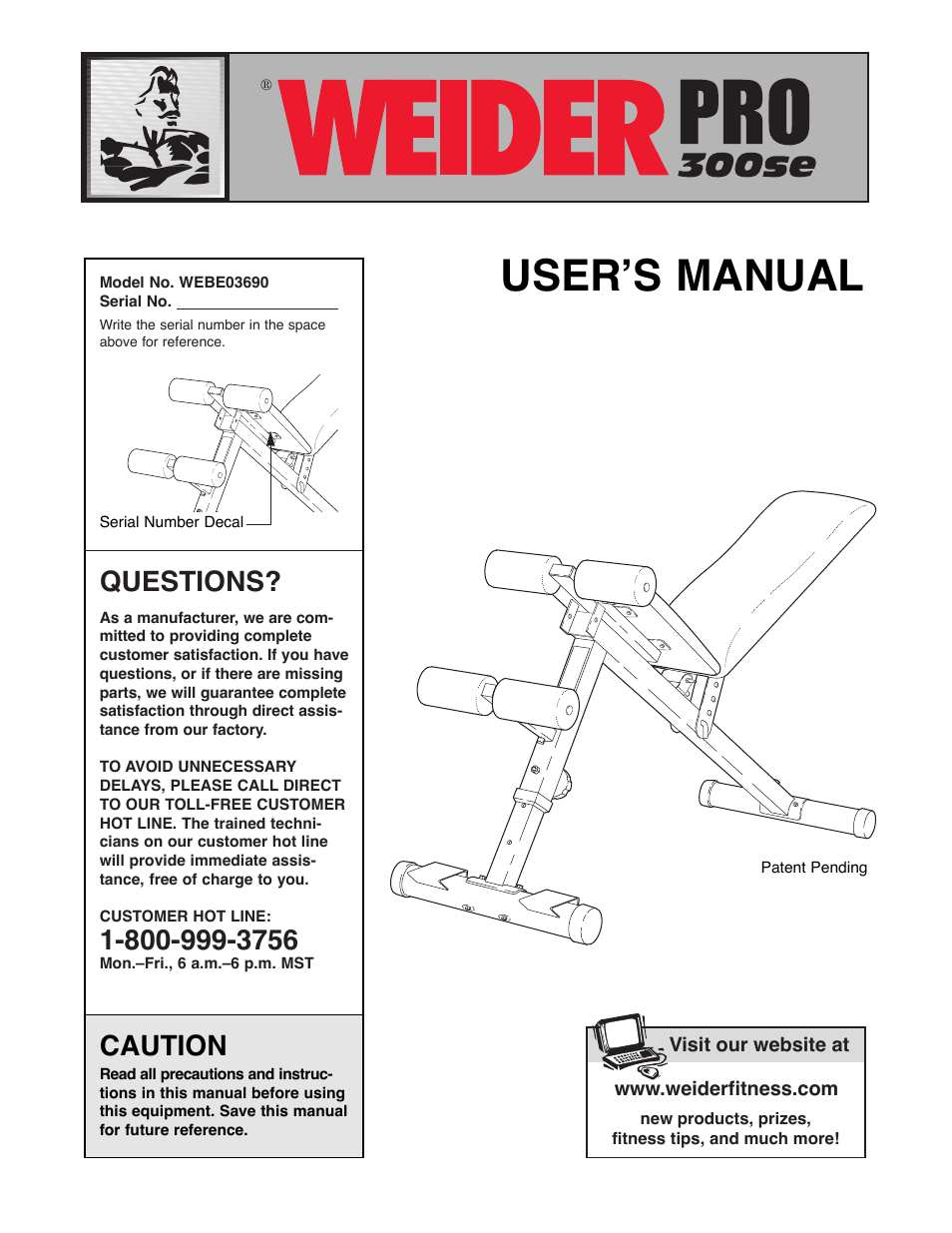 Weider WEBE03690 User Manual | 15 pages