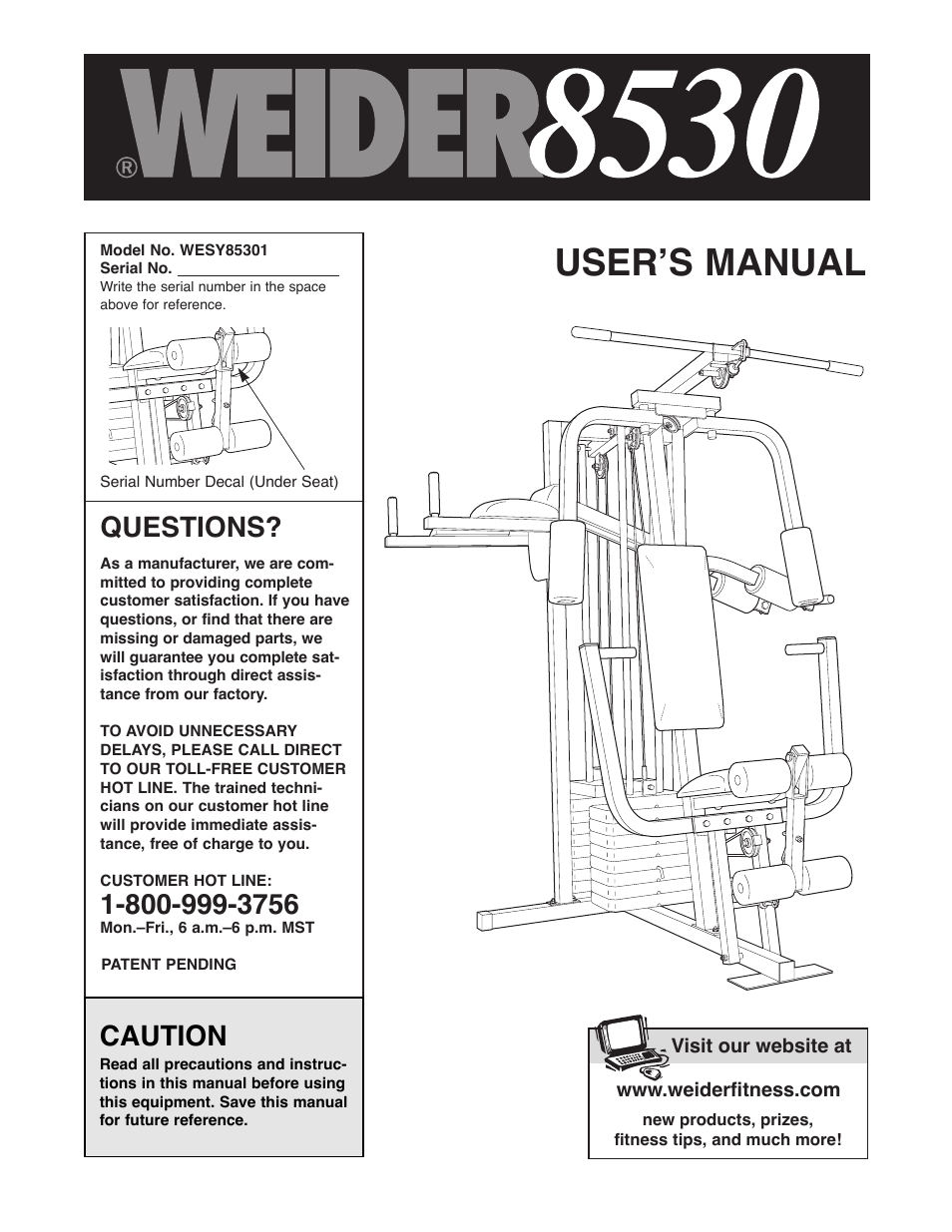 Weider 8530 User Manual | 25 pages