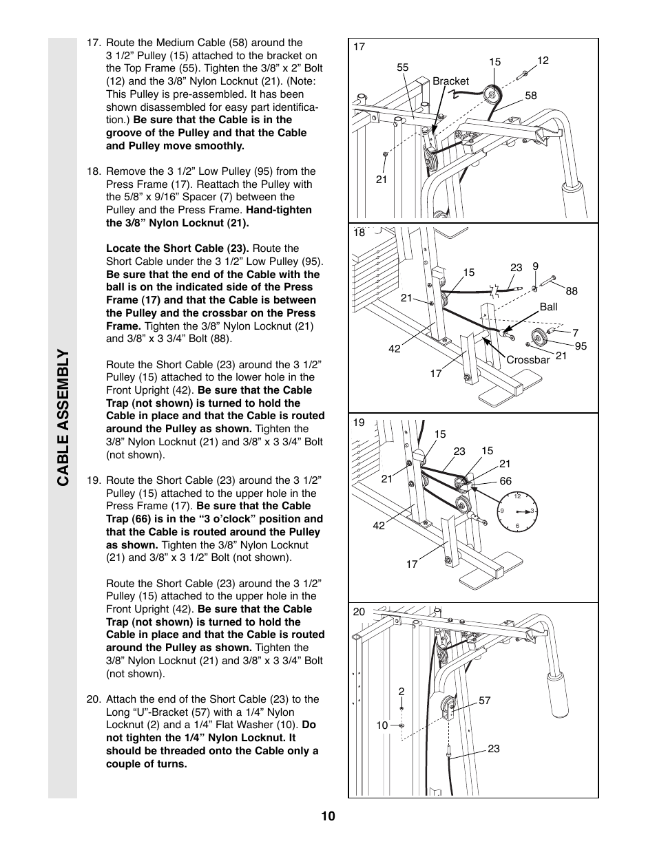 Cable assembl y | Weider 8530 User Manual | Page 10 / 25