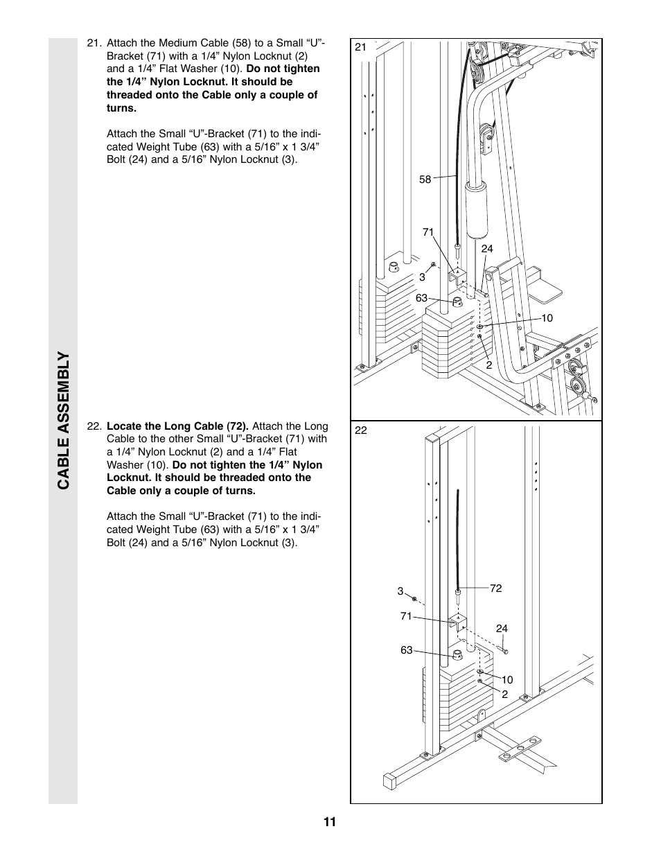 Cable assembl y | Weider 8530 User Manual | Page 11 / 25