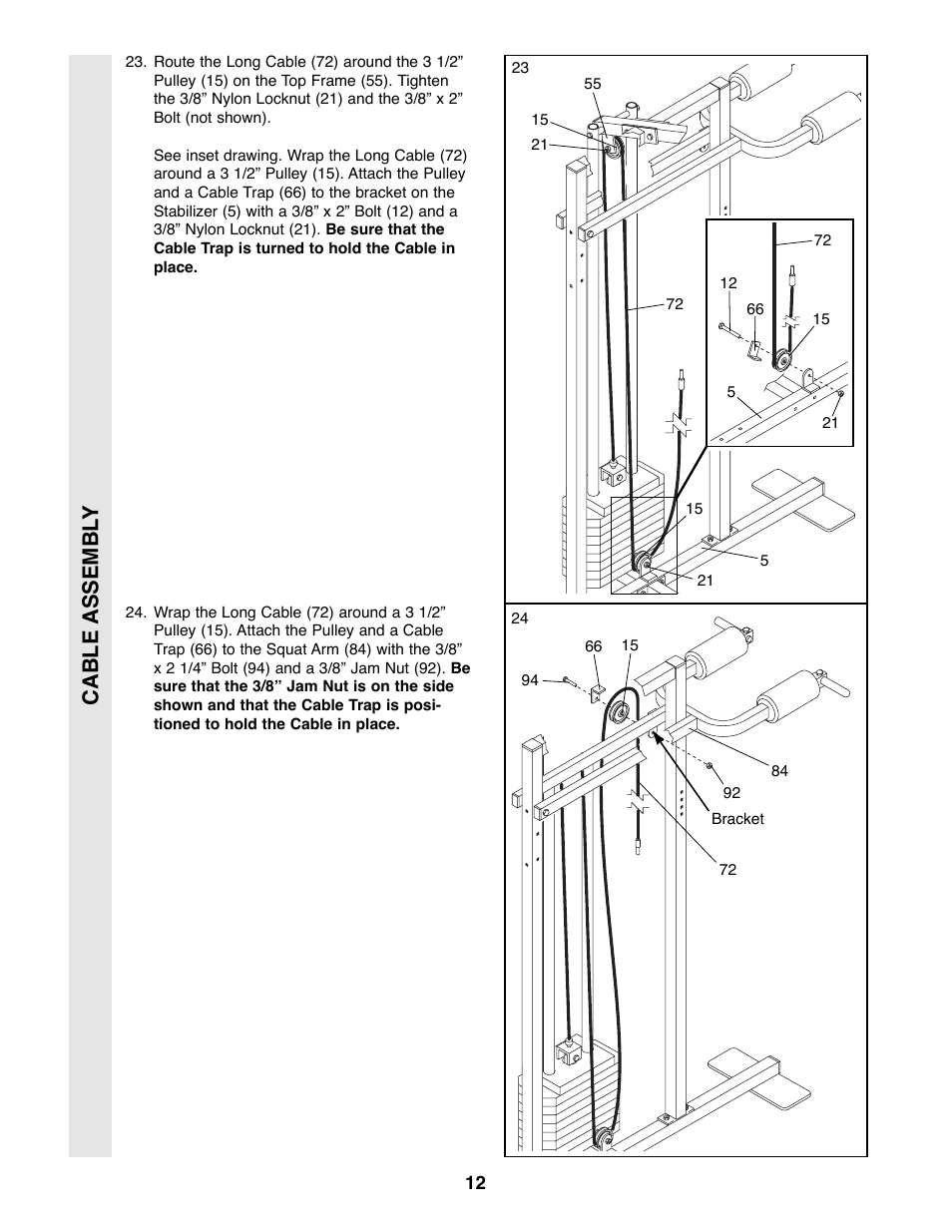 Cable assembl y | Weider 8530 User Manual | Page 12 / 25