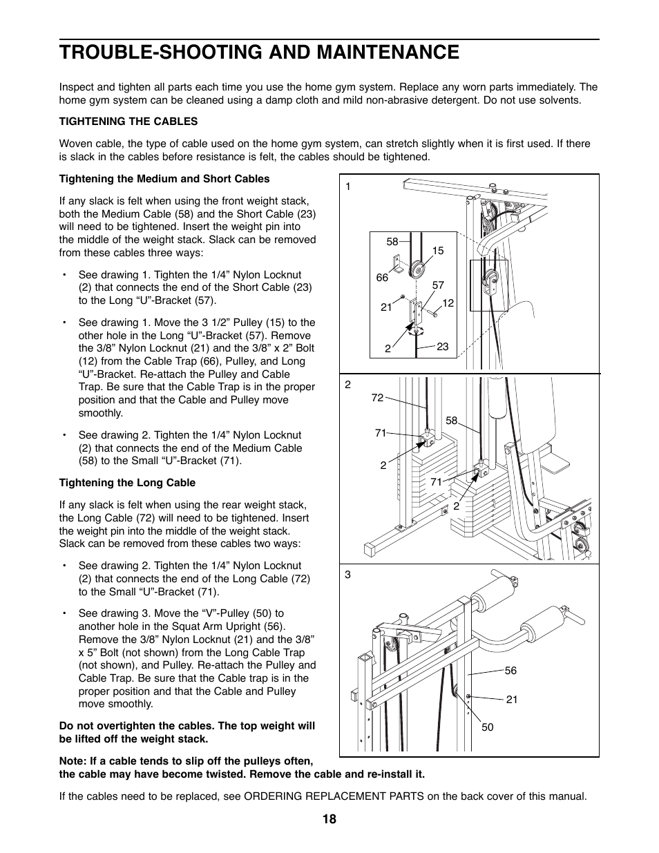 Trouble-shooting and maintenance | Weider 8530 User Manual | Page 18 / 25