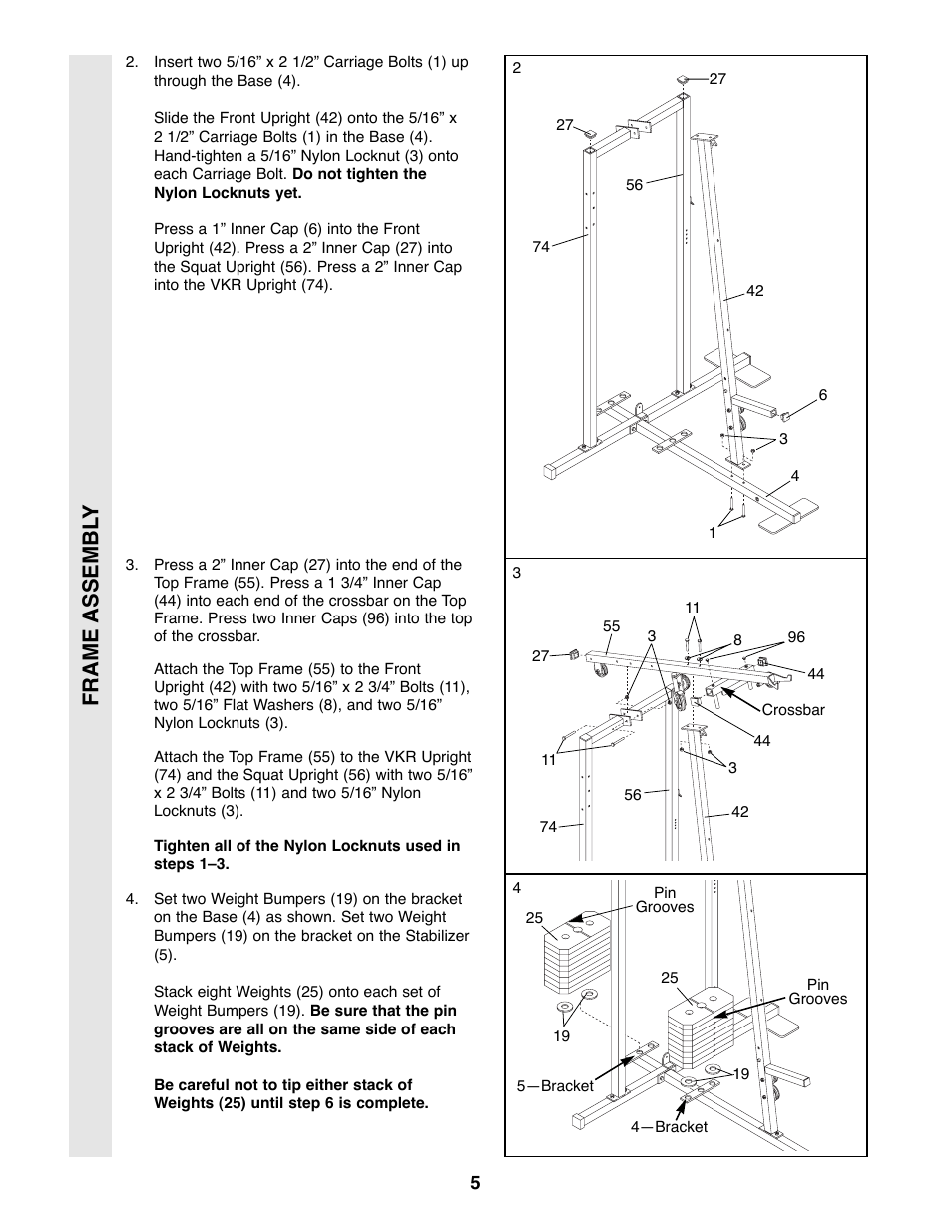 Frame assembl y | Weider 8530 User Manual | Page 5 / 25