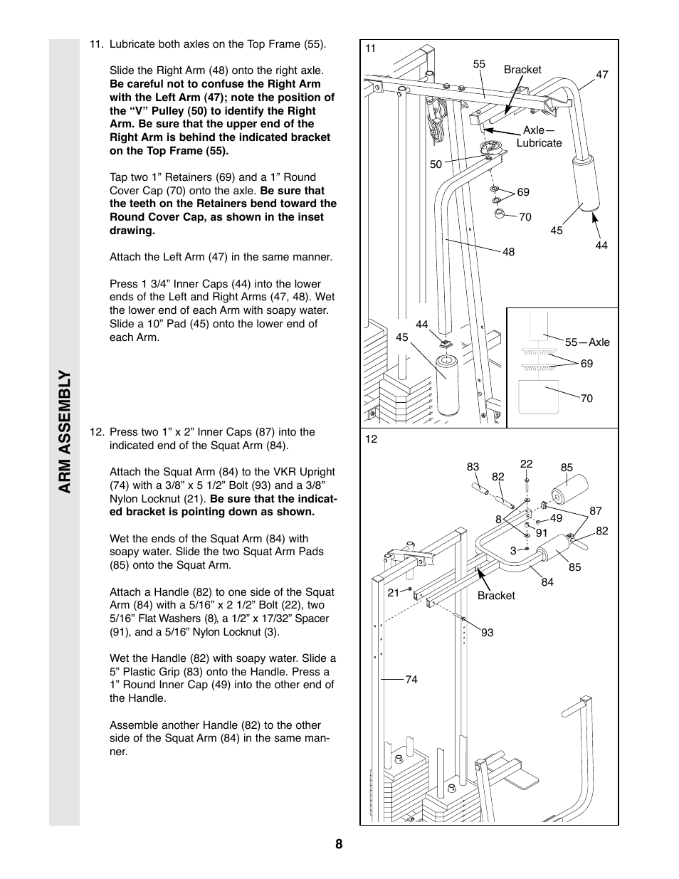 Arm assembl y | Weider 8530 User Manual | Page 8 / 25