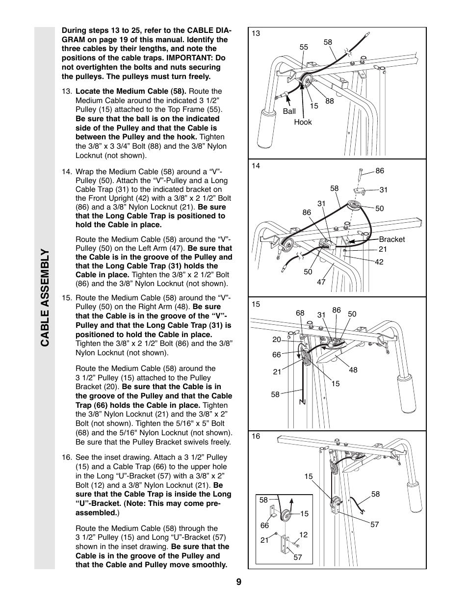 Cable assembl y | Weider 8530 User Manual | Page 9 / 25