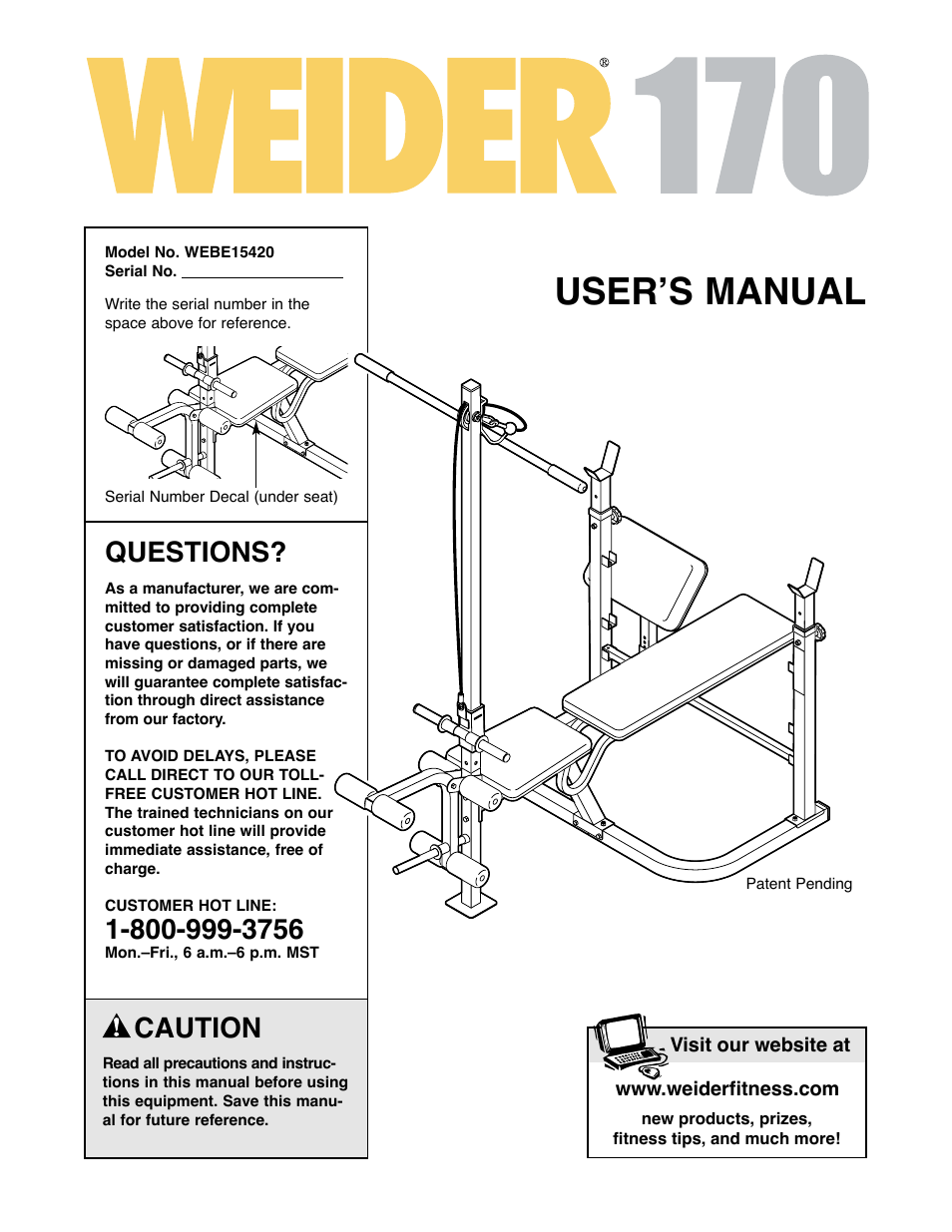 Weider WEBE15420 User Manual | 16 pages