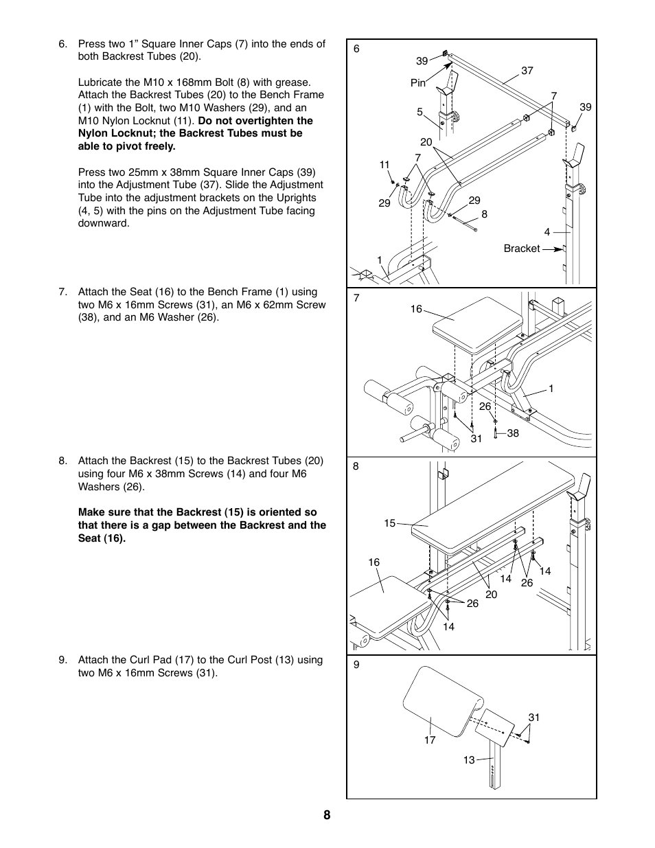Weider WEBE15420 User Manual | Page 8 / 16