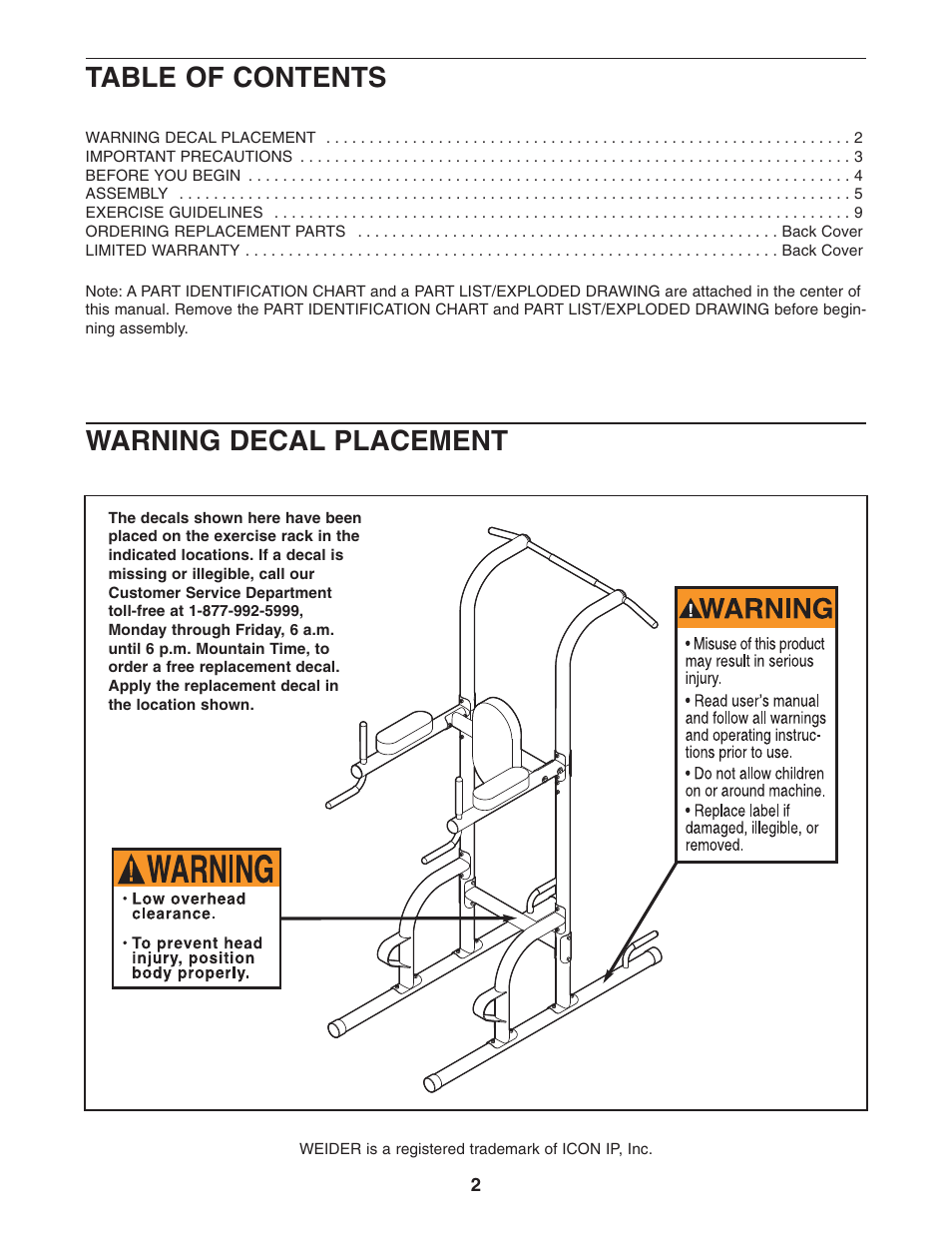 Weider WEBE09140 User Manual | Page 2 / 15