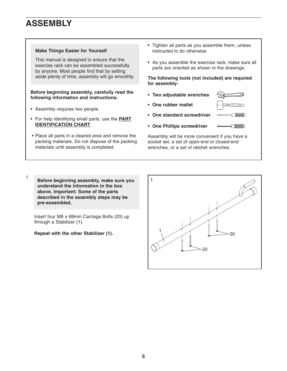 Assembly | Weider WEBE09140 User Manual | Page 5 / 15