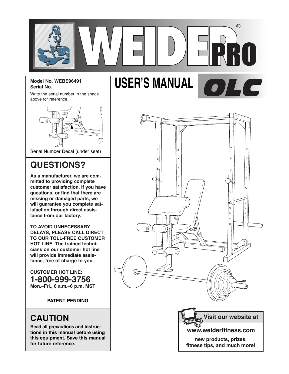 Weider WEBE96491 User Manual | 23 pages