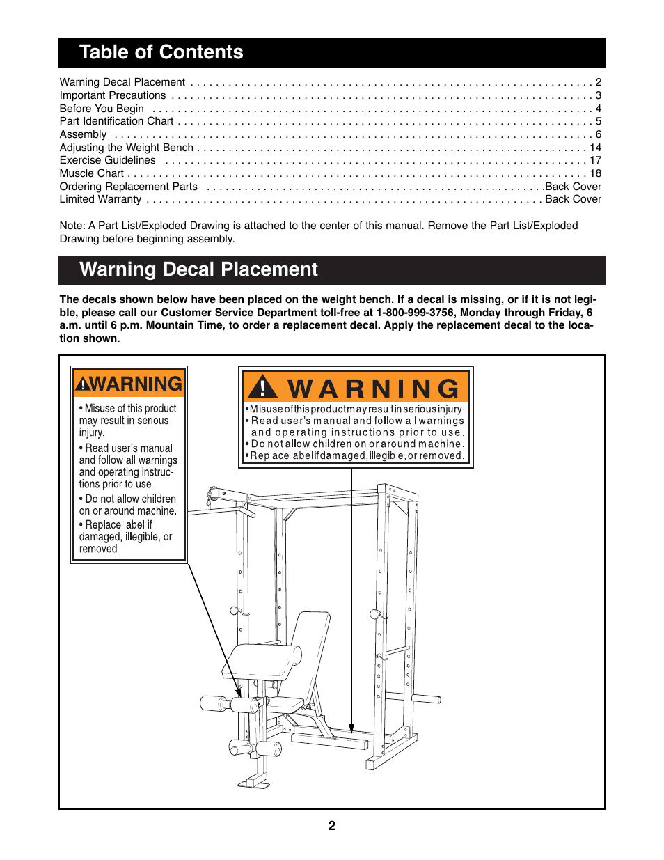 Weider WEBE96491 User Manual | Page 2 / 23