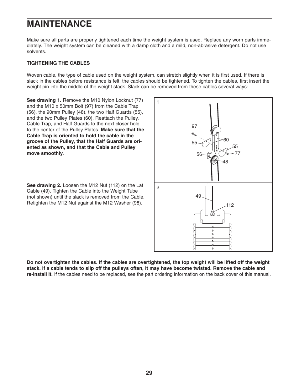 Maintenance | Weider WESY2916.0 User Manual | Page 29 / 36